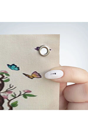 Geyik YBoynuzları Üzerinde Renkli Kuşlar Duvar Örtüsü-Halısı-6477