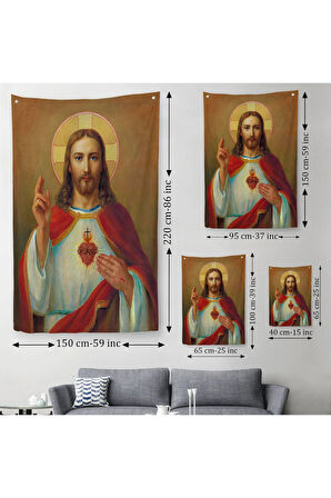 İsa'nın En Kutsal Kalbi Duvar Örtüsü-Halısı - The Most Sacred Heart Of Jesus-6478