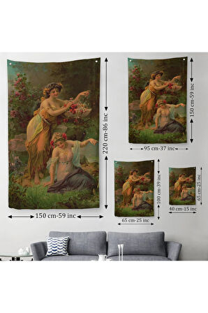 Çiçek Taoplayan Kadınlar Duvar Örtüsü-Halısı-6483