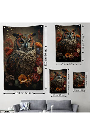 Baykuş Dekoratif Duvar Örtüsü-Halısı-6485