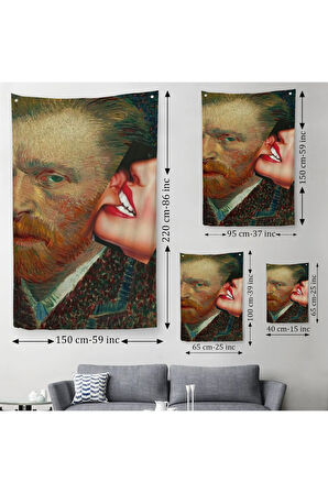 Vincent van Gogh Kulağını Isıran Kadın Pop Art Duvar Örtüsü-Halısı-6486
