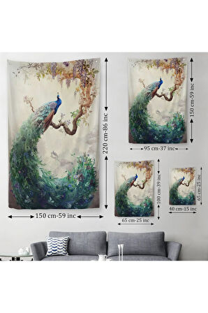Daldaki Tavuz Kuşu Dekoratif Duvar Örtüsü-Halısı-6494