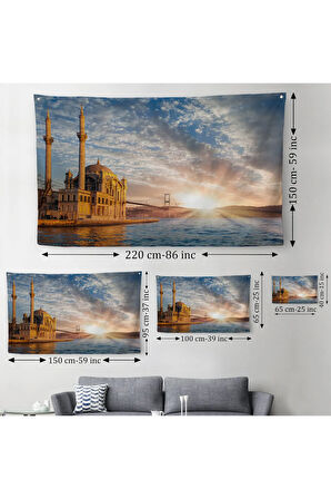 Ortaköy Camii ve Boğaziçi Köprüsü Manzarası Dekoratif Kanvas Duvar Örtüsü-Halısı-6504