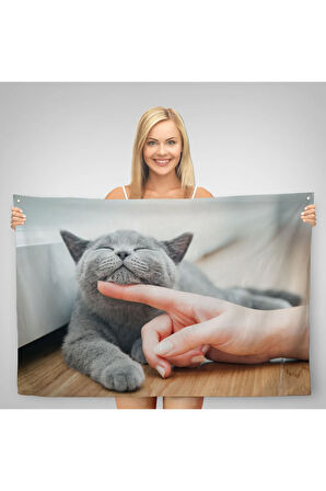 Sevimli Kedi Dekoratif Kanvas Duvar Örtüsü-Halısı-6505