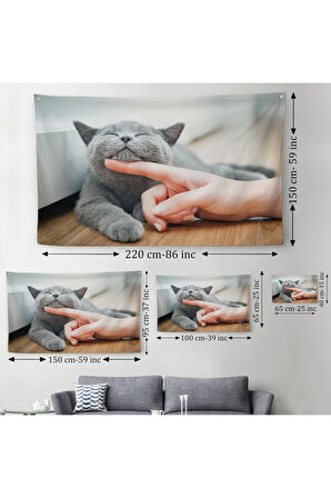 Sevimli Kedi Dekoratif Kanvas Duvar Örtüsü-Halısı-6505