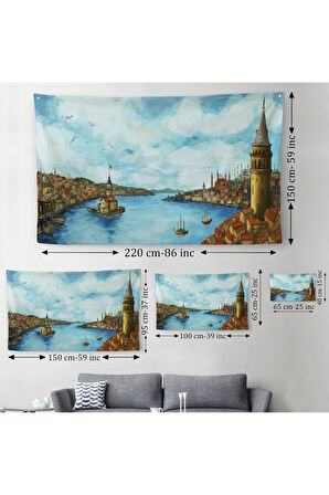 Galata Kulesi Kız Kulesi ve Boğaz Manzara Duvar Örtüsü-Halısı-6506