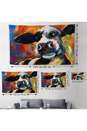 İnek Portresi Modern Sanat Dekoratif Kanvas Duvar Örtüsü-Halısı-652