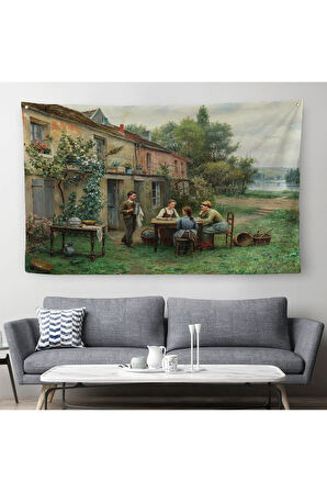Bahçede Kahve Keyfi 19, Yüzyıl Duvar Örtüsü-Halısı-6529