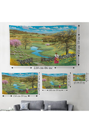 Akarsu Kenarındakı Rus Köylü Kızı Dekoratif Duvar Örtüsü-Halısı-6536