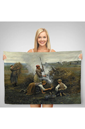 Ateş Yakmaya Çalışan Ukraynalı Köylüler Duvar Örtüsü-Halısı-6538