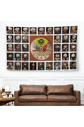 Osmanlı Padişahlarının Tümü Dekoratif Duvar Örtüsü-Halısı-6549