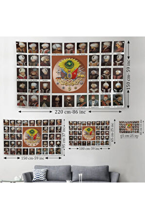 Osmanlı Padişahlarının Tümü Dekoratif Duvar Örtüsü-Halısı-6549