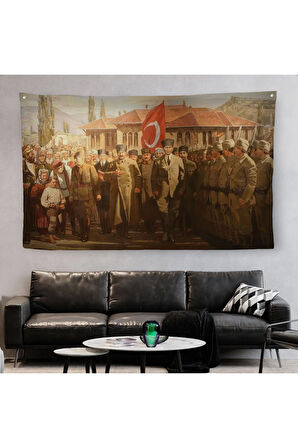 Atatürk'ün TBMM’den Cepheye Uğurlanma Duvar Örtüsü-Halısı-6552