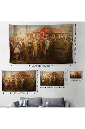 Atatürk'ün TBMM’den Cepheye Uğurlanma Duvar Örtüsü-Halısı-6552