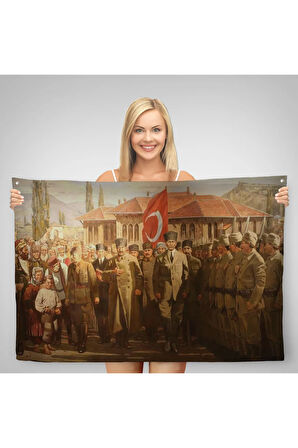 Atatürk'ün TBMM’den Cepheye Uğurlanma Duvar Örtüsü-Halısı-6552