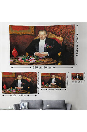 Keskin Bakışlı Atatürk Duvar Örtüsü-Halısı-6553