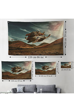 Geyik Boynuzlu Kaplunbağa Sürreal Duvar Örtüsü-Halısı-6560