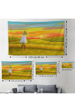 Elbiseli Kız Ve Yaz Manzarası Duvar Örtüsü-Halısı-6569