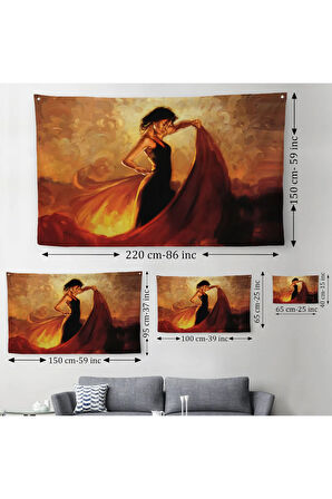 İspanyol Dansçı Kadın Duvar Örtüsü-Halısı-6595
