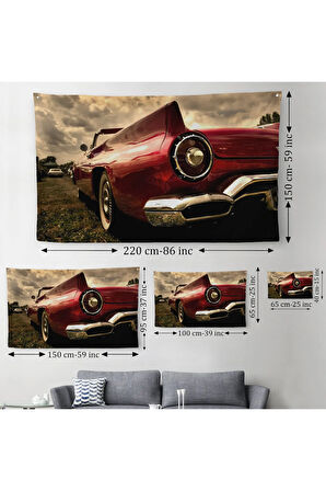 Kırmızı Klasik Araba Duvar Örtüsü-Halısı-6597