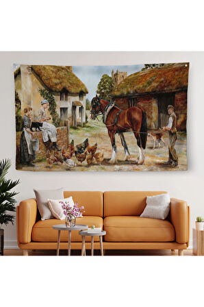 Ortacağ Alman Köyü Duvar Örtüsü-Halısı-6605