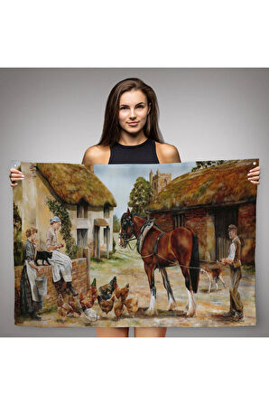 Ortacağ Alman Köyü Duvar Örtüsü-Halısı-6605