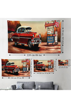 Kırmızı Klasik Araba Duvar Örtüsü-Halısı-6608