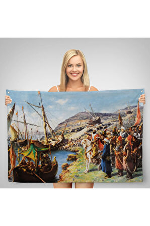 Fatih Sultan Mehmet'in İstanbul Kuşatması, Gemileri Karadan Yürütme Duvar Örtüsü-Halısı-6616