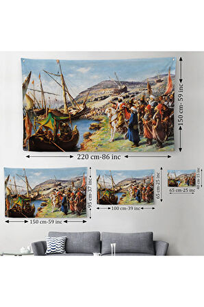 Fatih Sultan Mehmet'in İstanbul Kuşatması, Gemileri Karadan Yürütme Duvar Örtüsü-Halısı-6616