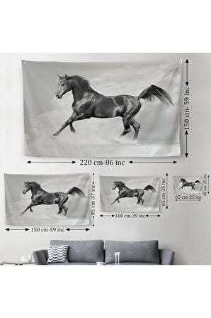 Siyah At Duvar Örtüsü-Halısı-6623