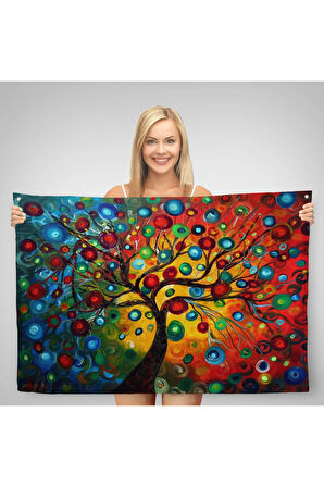 Sürreal Ağaçtaki Renkler Senfonisi Duvar Örtüsü-Halısı-6625