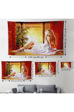 Pencere Önündeki Kadın Duvar Örtüsü-Halısı-6633