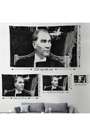 Keskin Bakışlı Atatürk Duvar Örtüsü-Halısı-6635