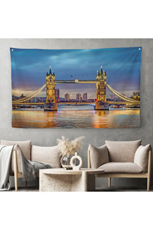 Londra Köprüsü Gece Manzara Duvar Örtüsü-Halısı-6638