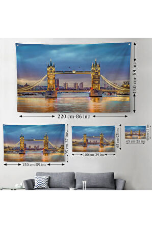 Londra Köprüsü Gece Manzara Duvar Örtüsü-Halısı-6638