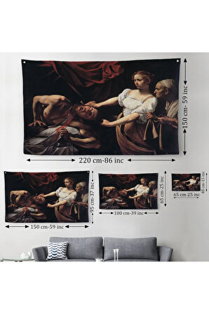 Jean Caravaggio Judith Holofernes'in Başını Keserken Duvar Örtüsü-Halısı-6646