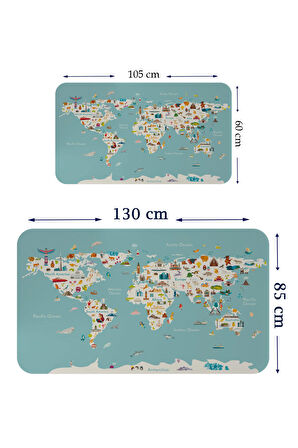 Harita Sepeti Eğitici Dünya Haritası Dünya Atlası Çocuk Ve Bebek Odası Duvar Sticker-3786