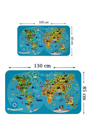 Harita Sepeti Eğitici Dünya Haritası Dünya Atlası Çocuk ve Bebek Odası Duvar Sticker 3805