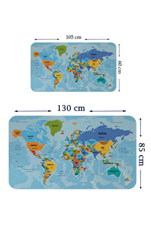 Harita Sepeti Türkçe Eğitici Ülke ve Başkent Detaylı Atlası Dünya Haritası Duvar Sticker 3831