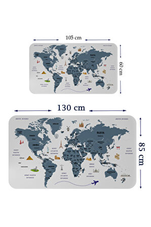 Harita Sepeti Türkçe Eğitici Ülke ve Başkent Detaylı Atlası Dünya Haritası Duvar Sticker 3832