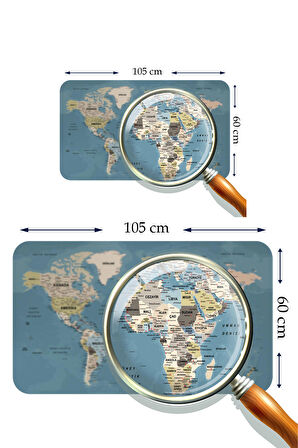 Harita Sepeti Türkçe Eğitici Ülke ve Başkent Okyanus Detaylı Atlası Dekoratif Dünya Haritası Duvar Sticker 3836