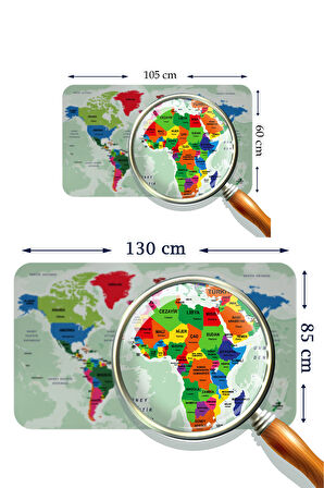 Harita Sepeti Türkçe Eğitici Ülke ve Başkent Okyanus Detaylı Atlası Dekoratif Dünya Haritası Duvar Sticker 3840