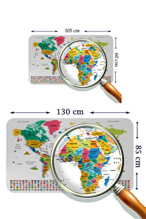Harita Sepeti Türkçe Ülke Bayrak lı Eğitici Başkent Detaylı Atlası Dünya Haritası Duvar Sticker 3841
