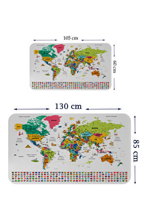 Harita Sepeti Türkçe Ülke Bayrak lı Eğitici Başkent Detaylı Atlası Dünya Haritası Duvar Sticker 3841