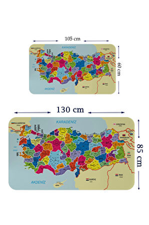 Harita Sepeti Eğitici ve Öğretici Detaylı Dekoratif Komşulu Türkiye Haritası Duvar Sticker 3845