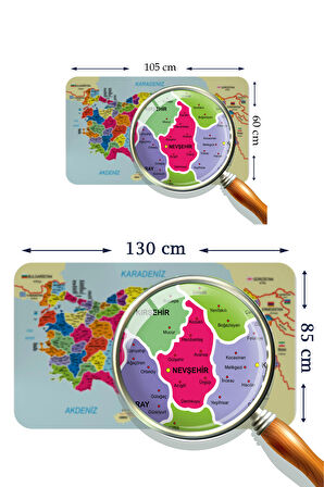 Harita Sepeti Eğitici ve Öğretici Detaylı Dekoratif Komşulu Türkiye Haritası Duvar Sticker 3845