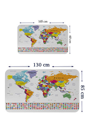Harita Sepeti Ülke Bayrak lı Eğitici Başkent Detaylı Atlası Dünya Haritası Duvar Sticker 3848
