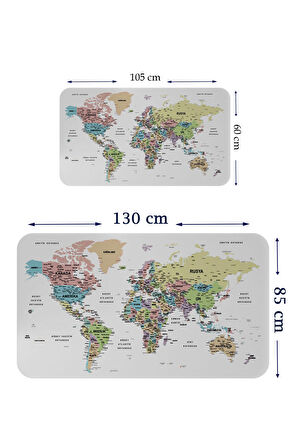 Harita Sepeti Türkçe Eğitici Ülke ve Başkent Detaylı Atlası Dünya Haritası Duvar Sticker 3850