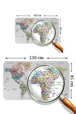Harita Sepeti Türkçe Eğitici Ülke ve Başkent Detaylı Atlası Dünya Haritası Duvar Sticker 3850