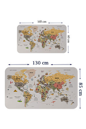 Harita Sepeti Türkçe Eğitici Ülke ve Başkent Detaylı Atlası Dünya Haritası Duvar Sticker 3854